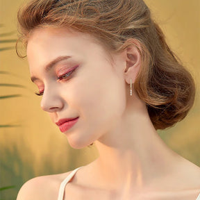 Moissanite Bar Drop Earrings 0.09CT VVS1  – 925 Sterling Silver Studs, Unique Engagement Jewelry for Women & Girls