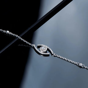 Real Moissanite Evil Eye Bracelet – 925 Sterling Silver, Women's Charm Jewelry, Fashion Accessory