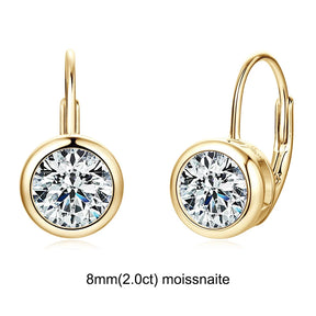 Moissanite Clip Earrings – 925 Sterling Silver, D Color, 6.5mm & 8mm Round Cut, Elegant Jewelry Gift for Girls & Weddings