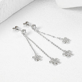 4 mm VVS1 Moissanit-Blumen-Tropfenohrringe – 925er Sterlingsilber, einzigartige Ohrstecker für Mädchen, Schmuck als Geburtstagsgeschenk