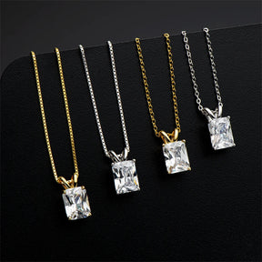 Simulated Diamond Pendant Necklace – 925 Sterling Silver, Large Stone, Women's Birthday Gift, Fine Jewelry