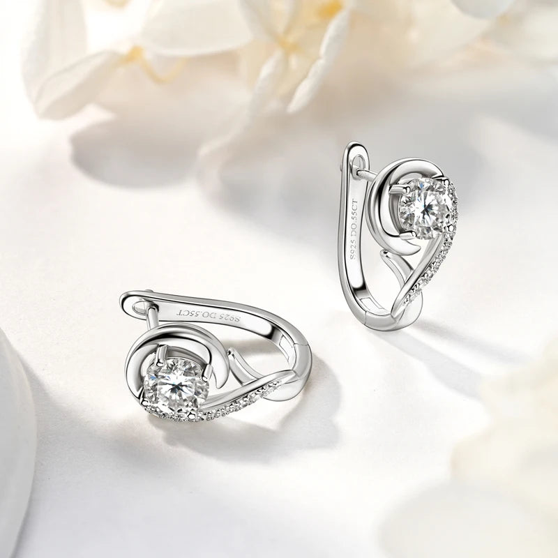 Boucles d'oreilles créoles Infinity en moissanite – Argent sterling 925, 5 mm et 1 mm, bijoux de fiançailles et de fête élégants
