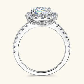 Moissanite Halo Wedding Ring – 8mm Round Cut, 925 Sterling Silver, Women's Engagement Fine Jewelry