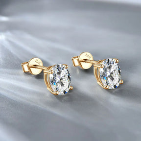 10K Yellow Gold Moissanite Stud Earrings – 1.5CT Oval Cut, Unisex Wedding Jewelry, 2025 Trend