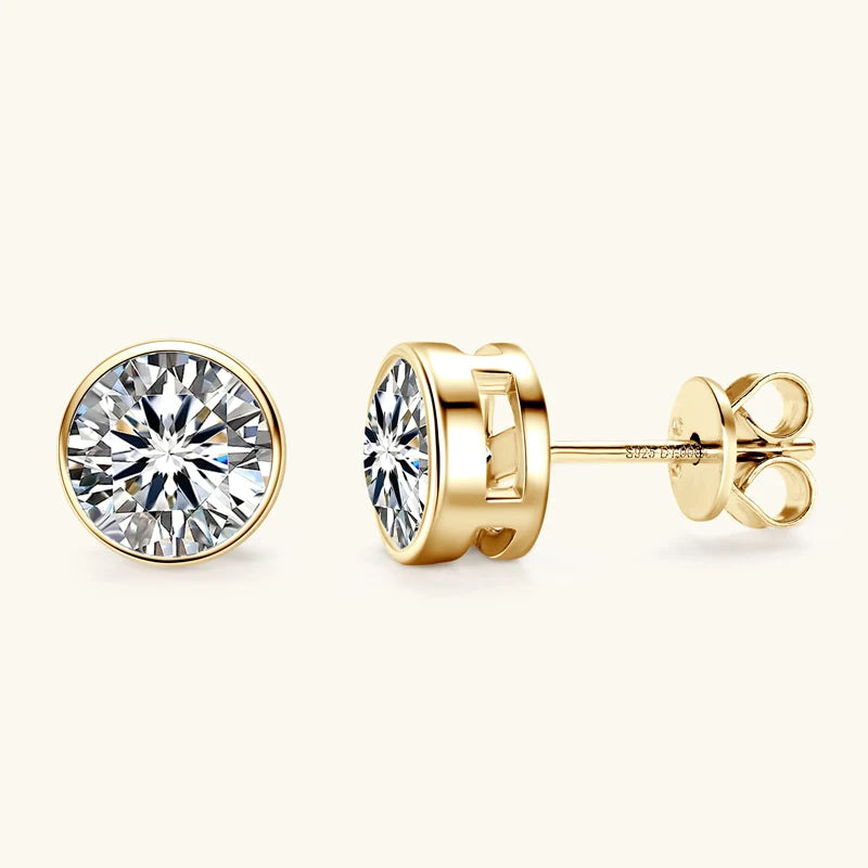 Moissanit-Ohrstecker – 0,5–1 Karat Steine, vergoldetes 925er Sterlingsilber, zertifizierter Unisex-Schmuck für den Alltag und als Geschenk
