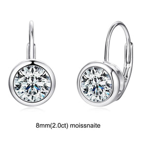 Moissanite Clip Earrings – 925 Sterling Silver, D Color, 6.5mm & 8mm Round Cut, Elegant Jewelry Gift for Girls & Weddings