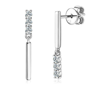 Moissanite Bar Drop Earrings 0.09CT VVS1  – 925 Sterling Silver Studs, Unique Engagement Jewelry for Women & Girls