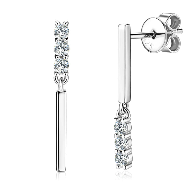 Boucles d'oreilles pendantes en moissanite 0,09 ct VVS1 – Clous d'oreilles en argent sterling 925, bijoux de fiançailles uniques pour femmes et filles