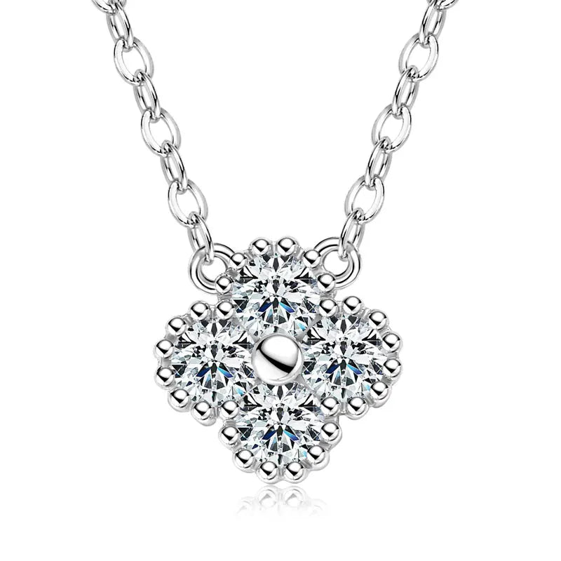 Moissanite Clover Pendant Necklace 3.0mm – D Color, 925 Sterling Silver, High-Quality Women's Engagement Jewelry
