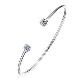Moissanite Cuff Bangle 0.5CT – 5mm, 925 Sterling Silver, Women's Wedding & Engagement Bracelet, Fine Jewelry