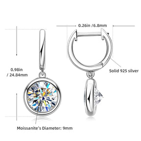 Moissanit-Tropfen- und -Baumel-Creolen – 9 mm, 8 mm, 6,5 mm, Farbe D, 925er Sterlingsilber, trendiger Damenschmuck