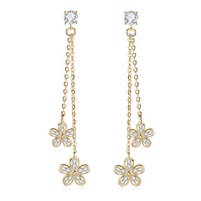 4 mm VVS1 Moissanit-Blumen-Tropfenohrringe – 925er Sterlingsilber, einzigartige Ohrstecker für Mädchen, Schmuck als Geburtstagsgeschenk