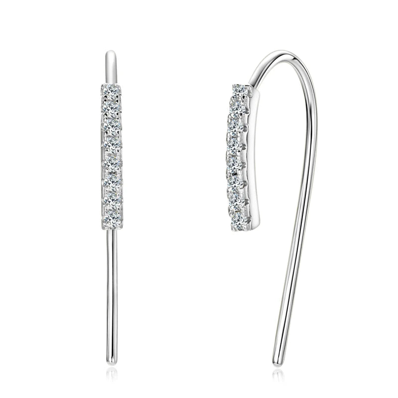 Moissanite U-Shaped Hook Earrings 1.3mm – 925 Sterling Silver, Simple & Unique Girls' Jewelry, 2024 Trend