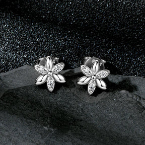 Moissanite Flower Stud Earrings 0.075CT  – 925 Sterling Silver, 1.8mm Round Cut, Girls' Birthday & Party Gift Jewelry