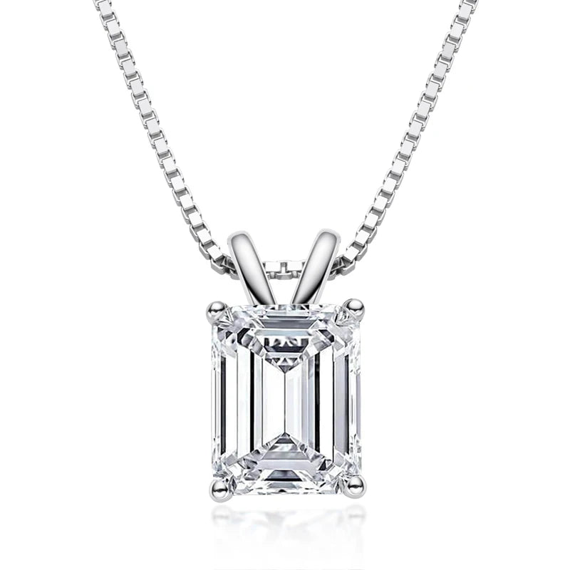 Simulated Diamond Pendant Necklace – 925 Sterling Silver, Large Stone, Women's Birthday Gift, Fine Jewelry