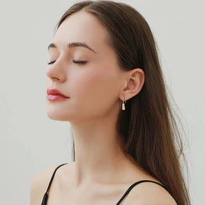 Moissanite Dangle Hook Earrings – 925 Sterling Silver, 3-Stone Design, 5mm 4mm 3mm, Elegant Women's Jewelry