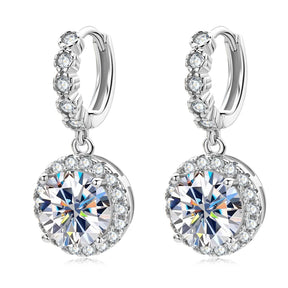 Gold Plated Moissanite Huggie Earrings – 1CT 2CT 3CT, 925 Sterling Silver Hoop Dangle Earrings for Women