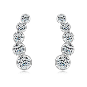 Moissanite Climber Stud Earrings 0.43CTW – 925 Sterling Silver, Certified Women's Engagement Jewelry
