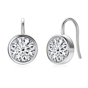 Moissanite Dangle Hook Earrings 2.00CT  – 925 Sterling Silver, Classic Luxury Engagement Jewelry for Women & Girls