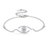 Real Moissanite Evil Eye Bracelet – 925 Sterling Silver, Women's Charm Jewelry, Fashion Accessory