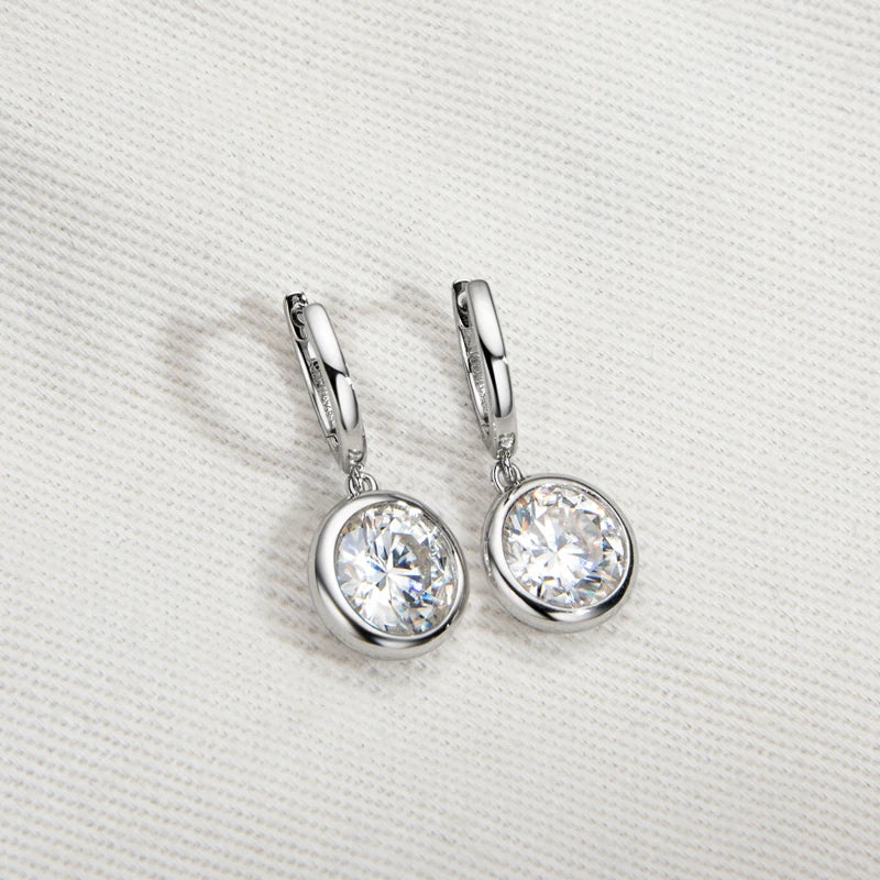 Moissanite Drop & Dangle Hoop Earrings – 9mm 8mm 6.5mm, D Color, 925 Sterling Silver, Trendy Women's Jewelry