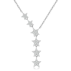 Collier étoile en moissanite en forme de Y – Argent sterling 925, taille ronde 1,2 mm, 1 mm, 0,8 mm, bijou unique pour femme