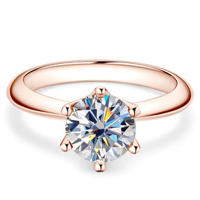 Solitaire Moissanite Wedding Ring – 1CT 2CT 3CT, Rose Gold Plated, 925 Sterling Silver, Sparkling Promise Ring for Women