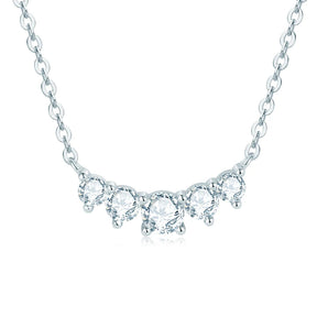 Moissanite Smile Pendant Necklace – 5-Stone Choker, 925 Sterling Silver, 40+5cm Chain, Trendy Women's Jewelry Gift