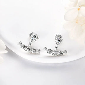 Moissanit-Ohrstecker im Ear Jacket-Stil, 2,30 Karat, VVS1, 925er Sterlingsilber, Verlobungs- und Hochzeitsschmuck für Damen