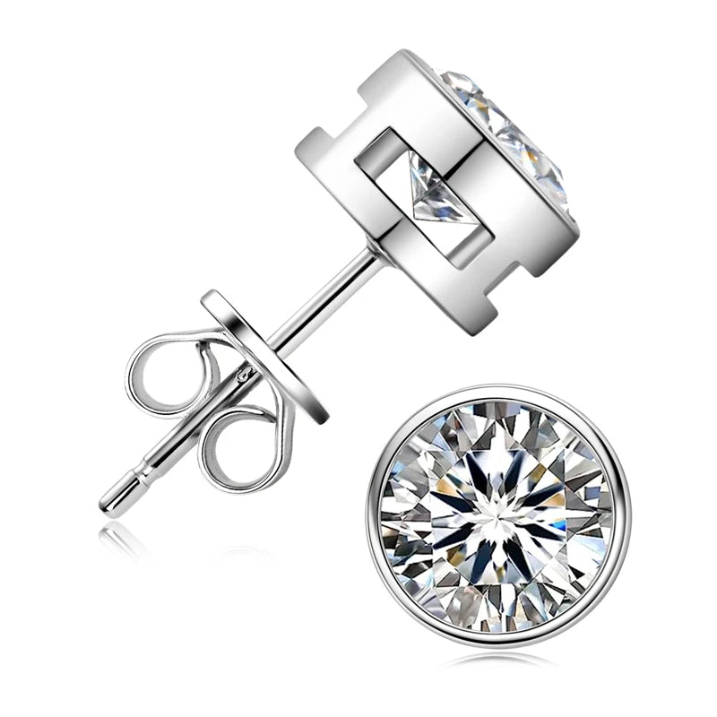 Boucles d'oreilles à tige en moissanite – 1 carat, 2 carats, 5 mm, 6,5 mm, 8 mm, argent sterling 925 plaqué or, bijoux unisexes pour tous les jours