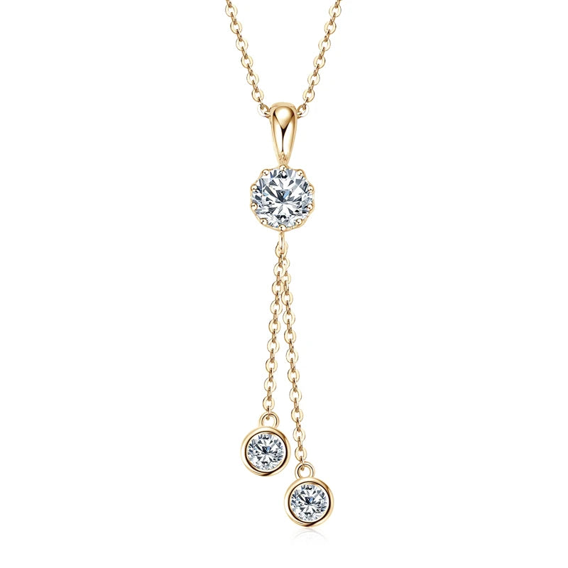 Crown Tassel Moissanite Pendant Necklace – 6.5mm & 4mm D/VVS1, 925 Sterling Silver, GRA Certified Women's Fine Jewelry