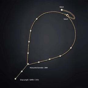Lange Moissanit-Halskette in Y-Form – Kette aus 925er Sterlingsilber, runder Schliff, eleganter Damenschmuck, Valentinstagsgeschenk