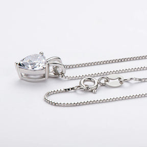 Moissanite Heart Pendant Necklace 2.0CT – D VVS1, 925 Sterling Silver Chain, Luxury Women's Jewelry, Engagement Gift