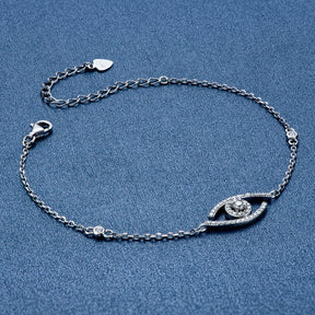 Real Moissanite Evil Eye Bracelet – 925 Sterling Silver, Women's Charm Jewelry, Fashion Accessory