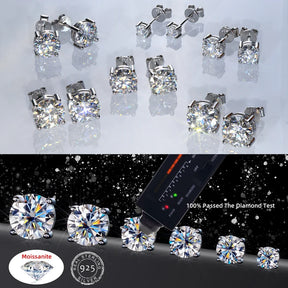 Boucles d'oreilles à tige en moissanite – Argent sterling 925, certifiées D VVS1, 3 mm à 11 mm, bijoux fins unisexes