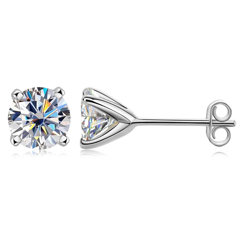 Moissanit-Ohrstecker – 6,5 mm D-Farbe, 925er Sterlingsilber, funkelnder Hochzeitsschmuck für Damen