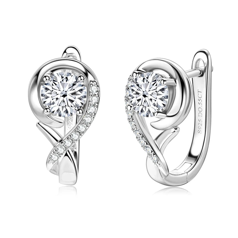 Boucles d'oreilles créoles Infinity en moissanite – Argent sterling 925, 5 mm et 1 mm, bijoux de fiançailles et de fête élégants