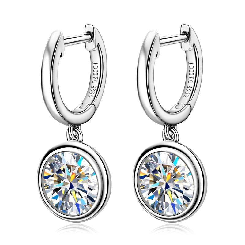 Moissanite Drop & Dangle Hoop Earrings – 9mm 8mm 6.5mm, D Color, 925 Sterling Silver, Trendy Women's Jewelry