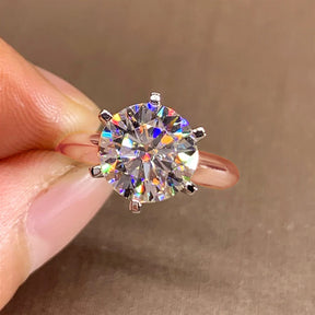 Solitaire Moissanite Wedding Ring – 1CT 2CT 3CT, Rose Gold Plated, 925 Sterling Silver, Sparkling Promise Ring for Women