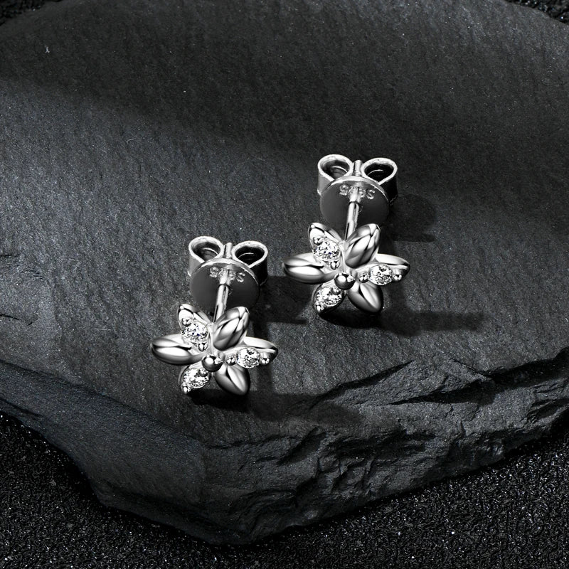 Moissanite Flower Stud Earrings 0.075CT  – 925 Sterling Silver, 1.8mm Round Cut, Girls' Birthday & Party Gift Jewelry