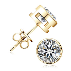 Moissanite Stud Earrings – 0.5-1CT Stones, Gold Plated 925 Sterling Silver, Unisex Certified Jewelry for Daily Wear & Gifts