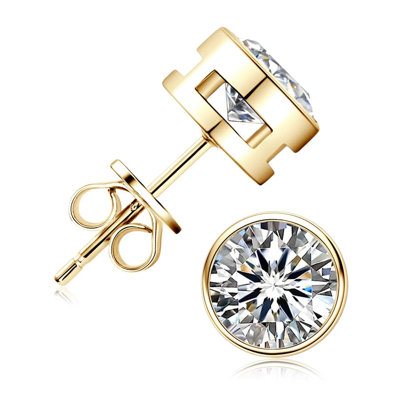 Moissanit-Ohrstecker – 0,5–1 Karat Steine, vergoldetes 925er Sterlingsilber, zertifizierter Unisex-Schmuck für den Alltag und als Geschenk