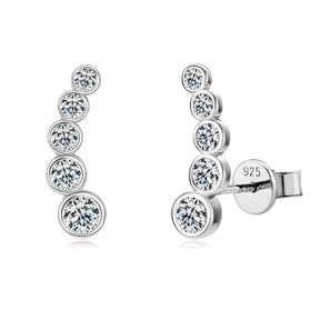 Moissanite Climber Stud Earrings 0.43CTW – 925 Sterling Silver, Certified Women's Engagement Jewelry