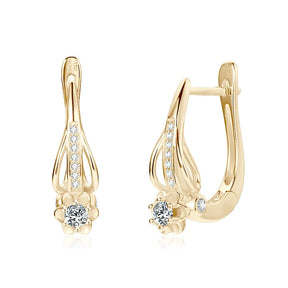 Moissanite Drop Clip-On Earrings 3mm VVS1 – 925 Sterling Silver Flower Hoops, Women's Engagement Jewelry