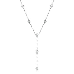 Lange Moissanit-Halskette in Y-Form – Kette aus 925er Sterlingsilber, runder Schliff, eleganter Damenschmuck, Valentinstagsgeschenk