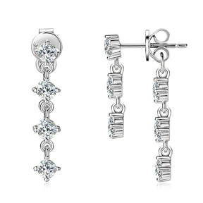 Moissanite Drop Earrings 3.0mm 0.60CT – 925 Sterling Silver, Elegant Women's Jewelry, 2024 Wedding Trend