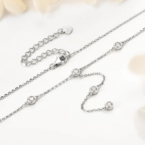 Lange Moissanit-Halskette in Y-Form – Kette aus 925er Sterlingsilber, runder Schliff, eleganter Damenschmuck, Valentinstagsgeschenk