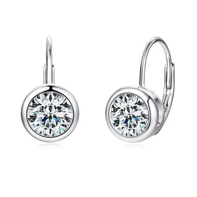 Moissanite Clip Earrings – 925 Sterling Silver, D Color, 6.5mm & 8mm Round Cut, Elegant Jewelry Gift for Girls & Weddings