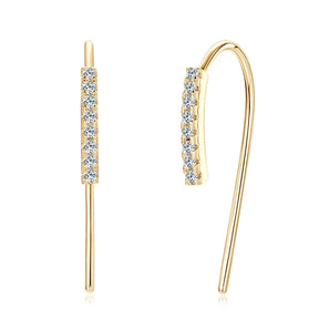 Moissanite U-Shaped Hook Earrings 1.3mm – 925 Sterling Silver, Simple & Unique Girls' Jewelry, 2024 Trend