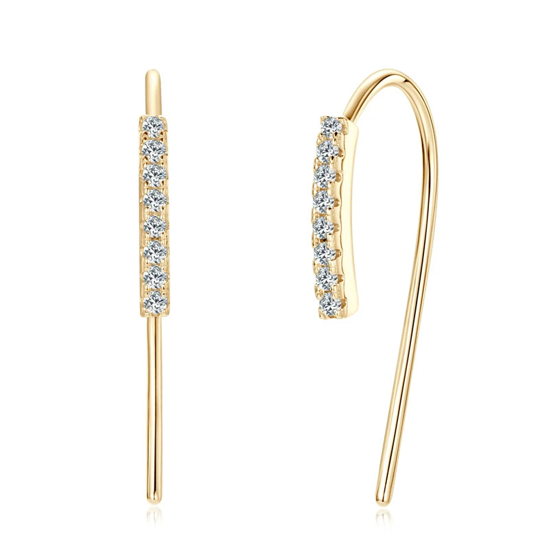Moissanite U-Shaped Hook Earrings 1.3mm – 925 Sterling Silver, Simple & Unique Girls' Jewelry, 2024 Trend